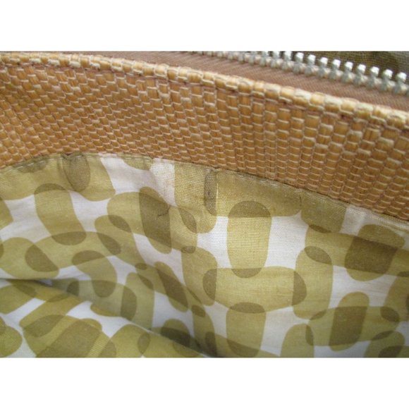 *Etienne Aigner Vintage Satchel Shoulder Bag Rattan Blue Croc Leather Trim - Picture 10 of 10